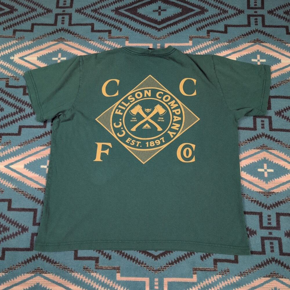 Filson CCFC Lumberjack Pioneer Graphic T-shirt Green Men’s Large XL Made In USA